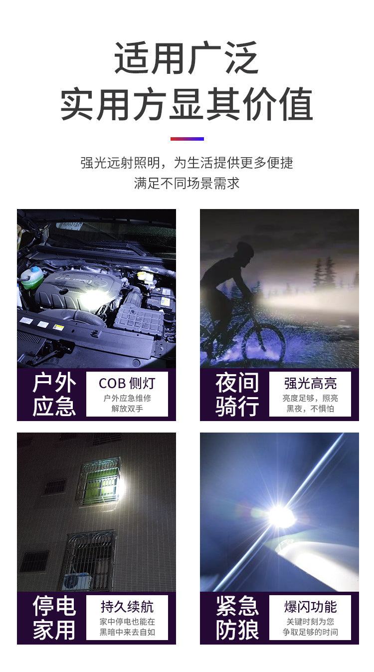 Strong solar flashlight super bright outdoor explosive long endurance with charging portable handheld 100,000 lumns light