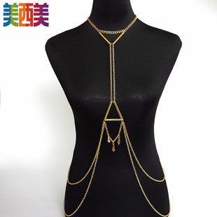 body chain jewelry European and American simple chain multi-layer shoulder chain body chain European and American exaggerated necklace