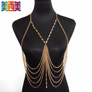 body chain jewelry European and American simple chain multi-layer shoulder chain body chain European and American exaggerated necklace