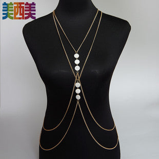 body chain jewelry European and American simple chain multi-layer shoulder chain body chain European and American exaggerated necklace