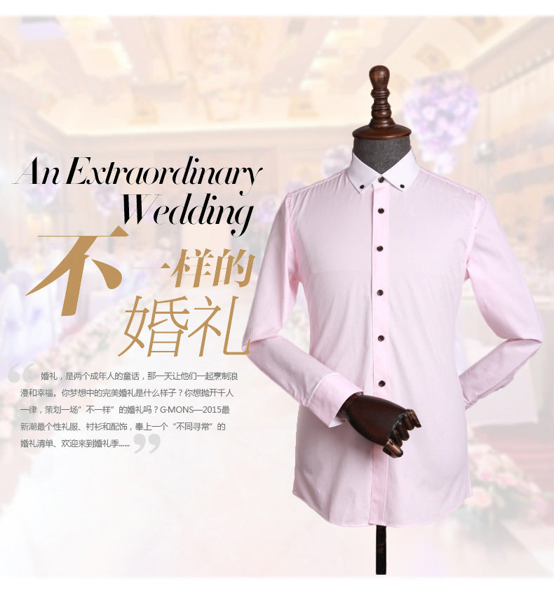 2021 Korean Style Heterochromatic Color Matching Contrasting Collar Long-Sleeved Men's Shirt Slim Fit No-Iron Twill Men's Shirt Personalized Fashion