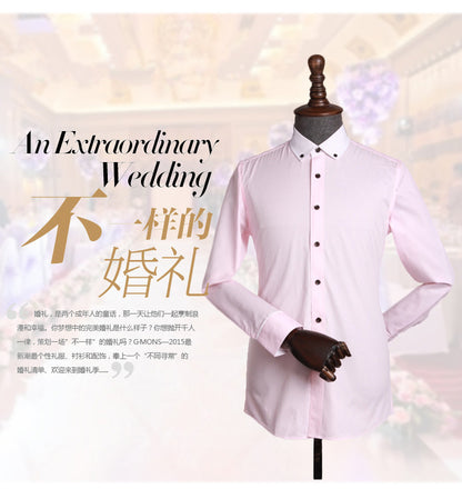 2021 Korean Style Heterochromatic Color Matching Contrasting Collar Long-Sleeved Men's Shirt Slim Fit No-Iron Twill Men's Shirt Personalized Fashion