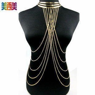 body chain jewelry European and American simple chain multi-layer shoulder chain body chain European and American exaggerated necklace