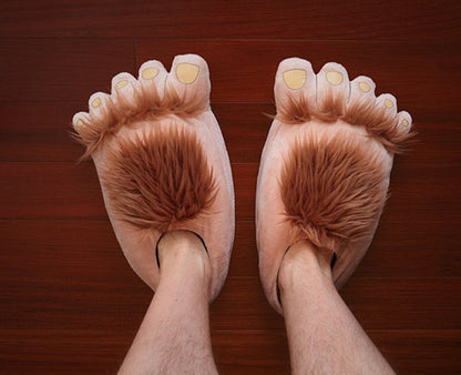 Creative Hobbit Stuffed Cotton Slippers Men's Large Size Home Daily Gift Baotou Thick Sole New Warm Shoes