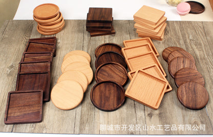 Wooden Coaster Black Walnut Square Coaster Wooden Insulation Pad Solid Wood Coaster Engraved Logo