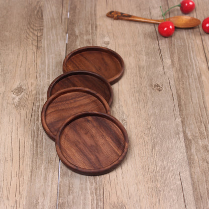 Wooden Coaster Black Walnut Square Coaster Wooden Insulation Pad Solid Wood Coaster Engraved Logo