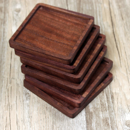 Wooden Coaster Black Walnut Square Coaster Wooden Insulation Pad Solid Wood Coaster Engraved Logo