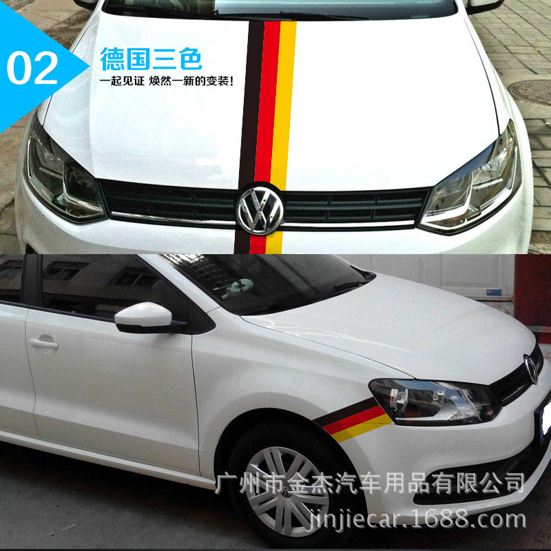 Applicable treasure color car stickers modified whole car car flower German flag three-color hood film manufacturers wholesale