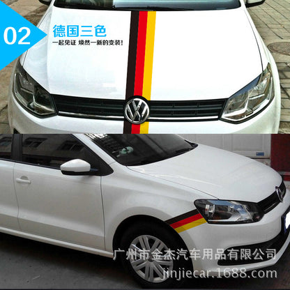 Applicable treasure color car stickers modified whole car car flower German flag three-color hood film manufacturers wholesale