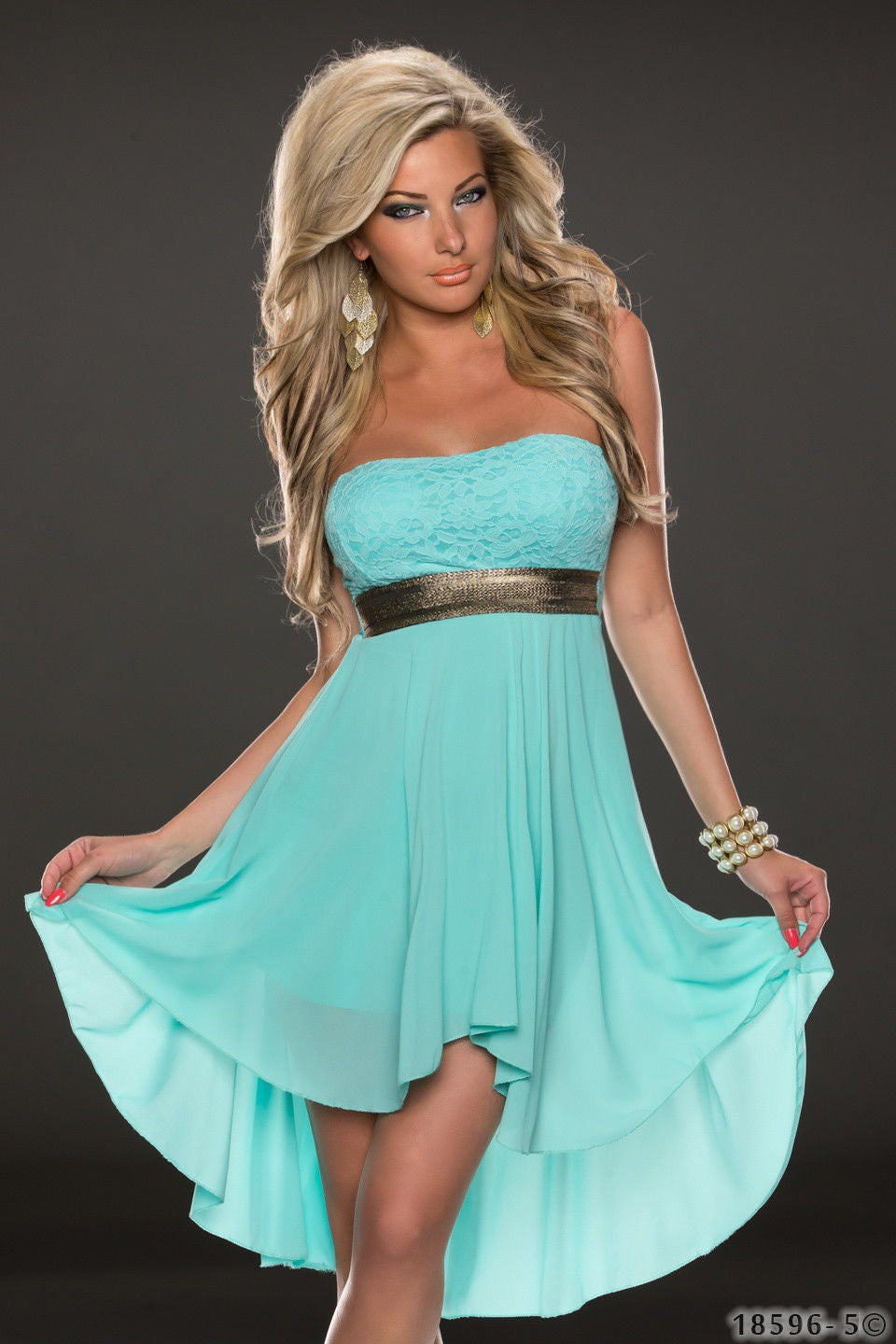 N158 Supply Export European and American Clothing Gold-Plated Sequins Contrasting Chiffon Dress Multi-Color and Multi-Size