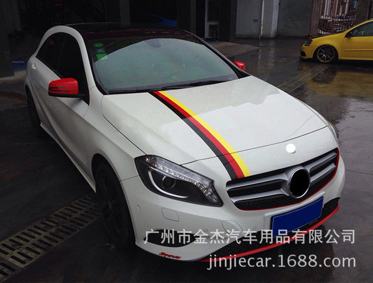 Applicable treasure color car stickers modified whole car car flower German flag three-color hood film manufacturers wholesale