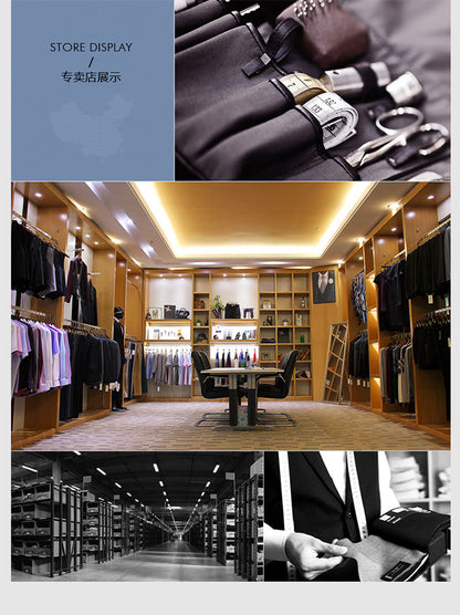 British Striped Men's Suit Slim Fit Business Gentleman Gray Business Suit for Banquet Light Business Style