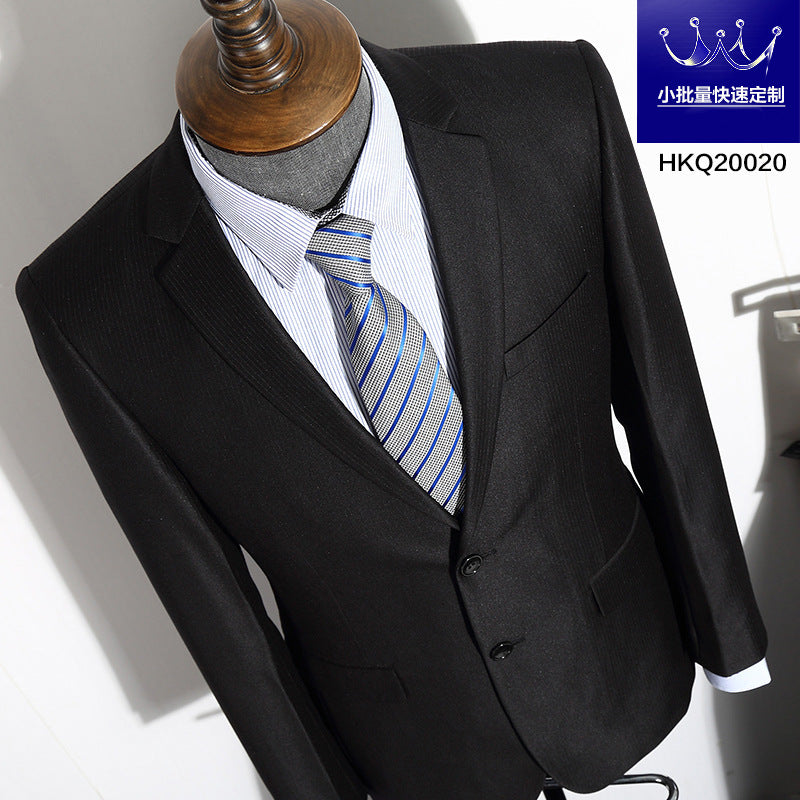 British Striped Men's Suit Slim Fit Business Gentleman Gray Business Suit for Banquet Light Business Style
