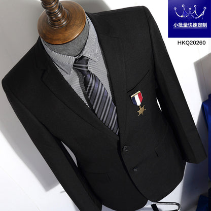 British Striped Men's Suit Slim Fit Business Gentleman Gray Business Suit for Banquet Light Business Style