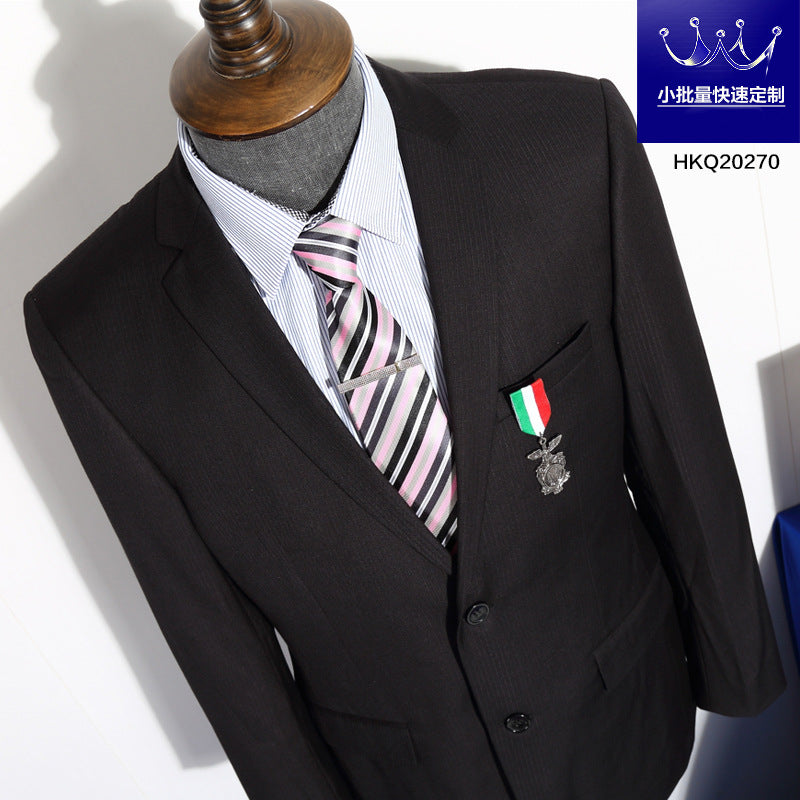 British Striped Men's Suit Slim Fit Business Gentleman Gray Business Suit for Banquet Light Business Style