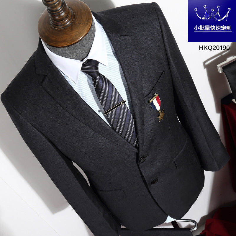 British Striped Men's Suit Slim Fit Business Gentleman Gray Business Suit for Banquet Light Business Style