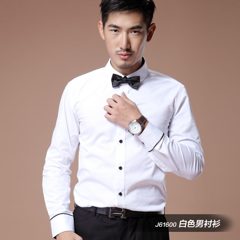 2021 Korean Style Heterochromatic Color Matching Contrasting Collar Long-Sleeved Men's Shirt Slim Fit No-Iron Twill Men's Shirt Personalized Fashion