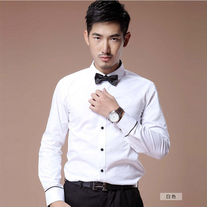 2021 Korean Style Heterochromatic Color Matching Contrasting Collar Long-Sleeved Men's Shirt Slim Fit No-Iron Twill Men's Shirt Personalized Fashion