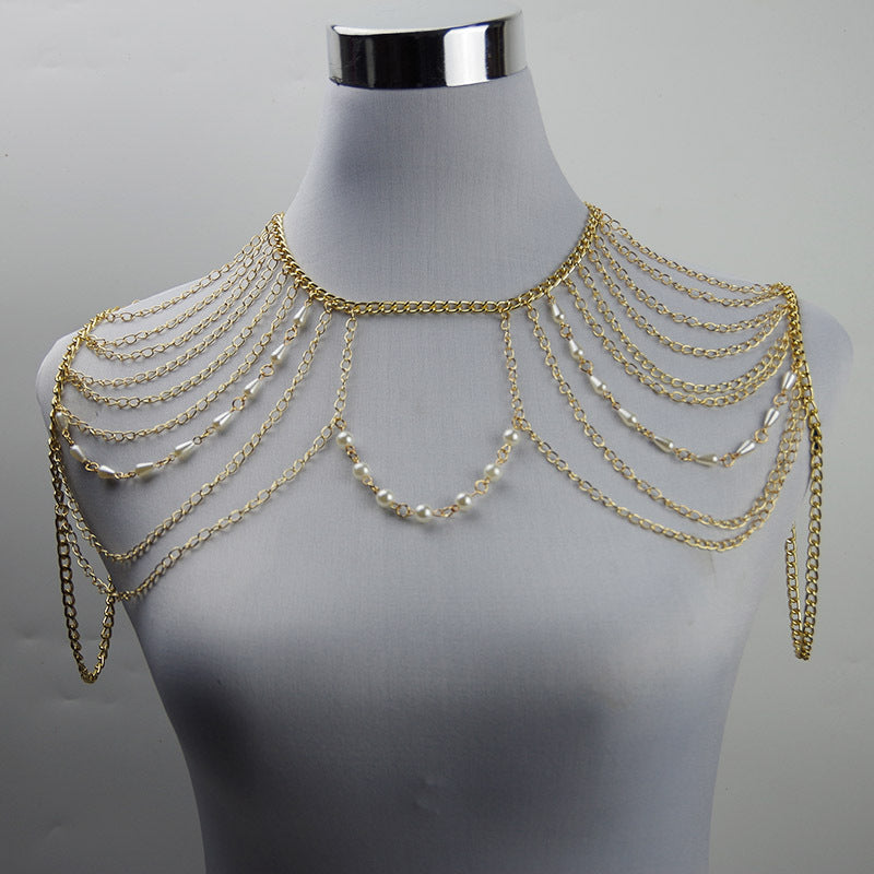 body chain jewelry European and American simple chain multi-layer shoulder chain body chain European and American exaggerated necklace