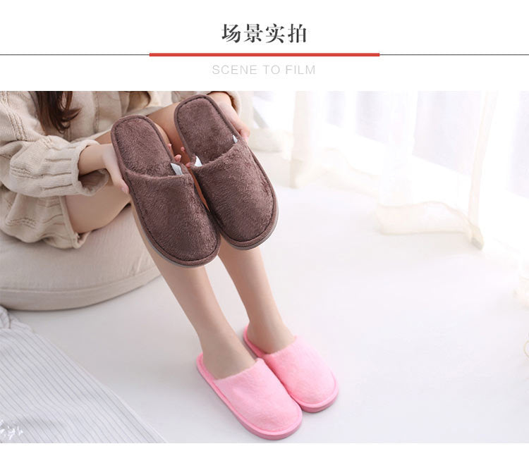 New plush indoor home autumn and winter wooden floor warm EVA moon cotton slippers Cixi