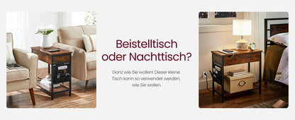 VASAGLE side table (1-St) sockets and USB ports, folding tabletop