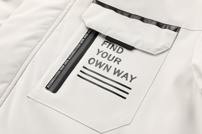 Men'S Winter Windbreaker Jacket with Warm Hood - Maroon Zip-Up Outdoor Coat, Stand Collar, Multiple Pockets, Casual Sporty Design for Cold Weather, Winter Jacket