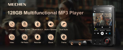 MECHEN 64GB/128GB MP3 Player with Bluetooth 5.3, 2.4’ Portable Full Touchscreen Music Player with Speakers