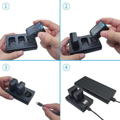 Dual Camera Battery Charger for Sony NP-FW50 FZ100 BX1 Canon LP-E6 E8 E17 NB-13L fuji NP-W235 W126 Nikon EN-El15 EL25 Panasonic