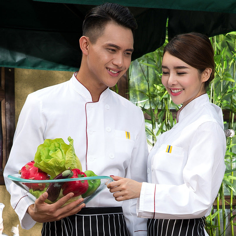 Restaurant and Cafeteria Kitchen Uniforms, Hotel Chef Work Clothes, Autumn and Winter Clothing, Hotel Long-Sleeved Chef Uniforms, Custom Logo for Men