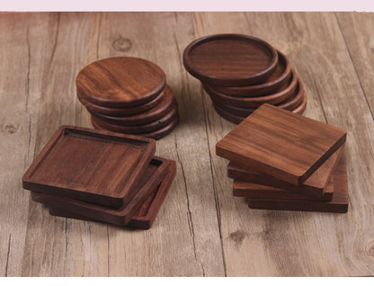 Wooden Coaster Black Walnut Square Coaster Wooden Insulation Pad Solid Wood Coaster Engraved Logo