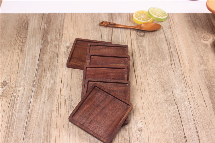 Wooden Coaster Black Walnut Square Coaster Wooden Insulation Pad Solid Wood Coaster Engraved Logo