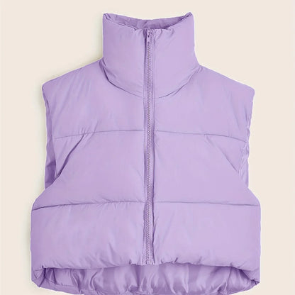 Women'S Sleeveless Vest - Vibrant Pink Slim-Fit Alternative Coat with Drawstring Hood, Zipper Front & Pockets for Fall/Winter Casual Wear, Casual Winter Wear | High Neckline Vest | Zippered Jacket