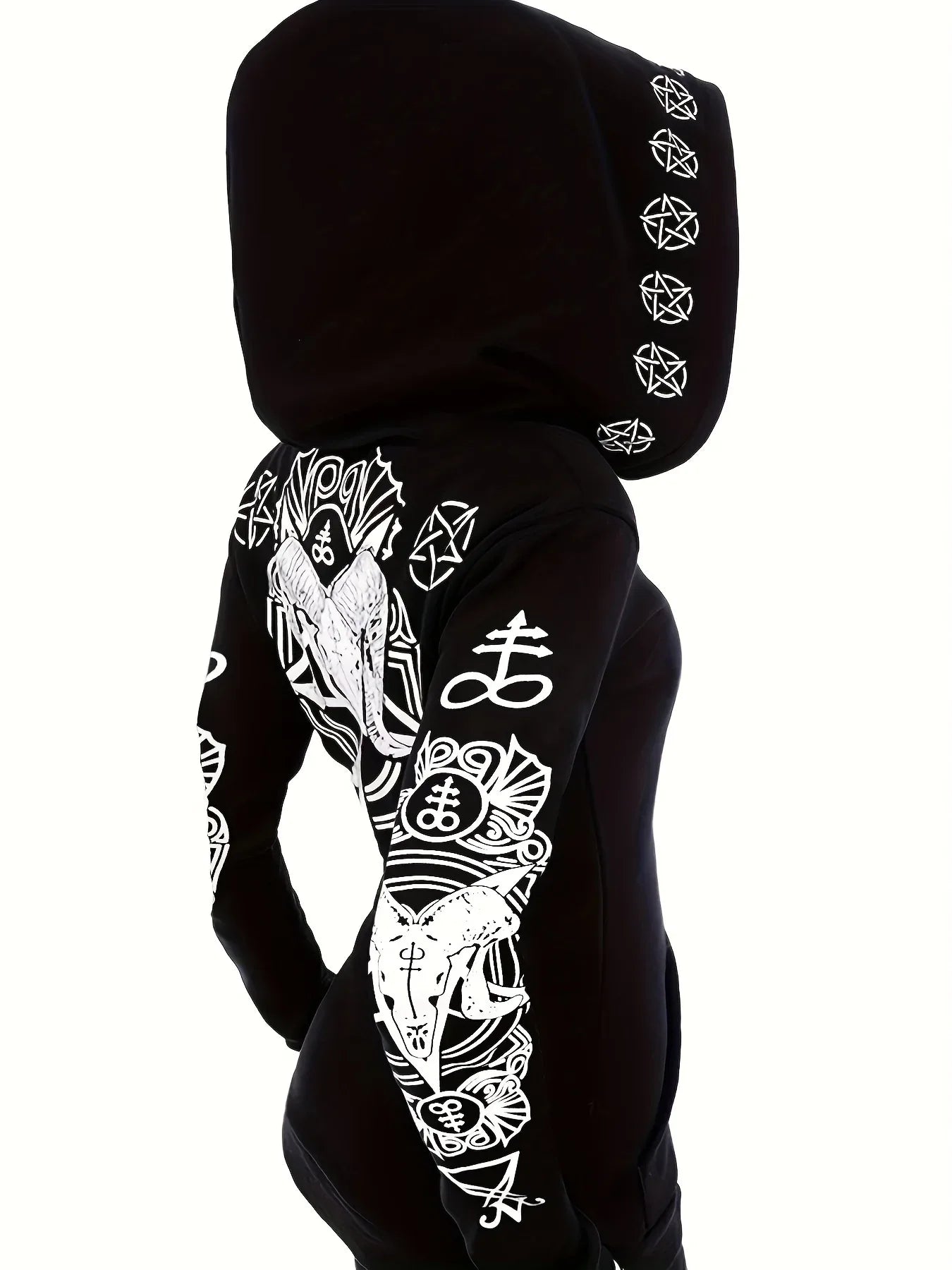 Women's Fashion Punk Style Geometric Print Zipper Sweatshirt