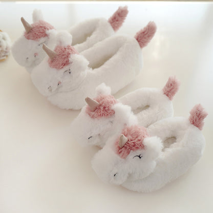 halluci new plush three-dimensional unicorn winter parent-child bag with cotton shoes indoor home non-slip cotton shoes