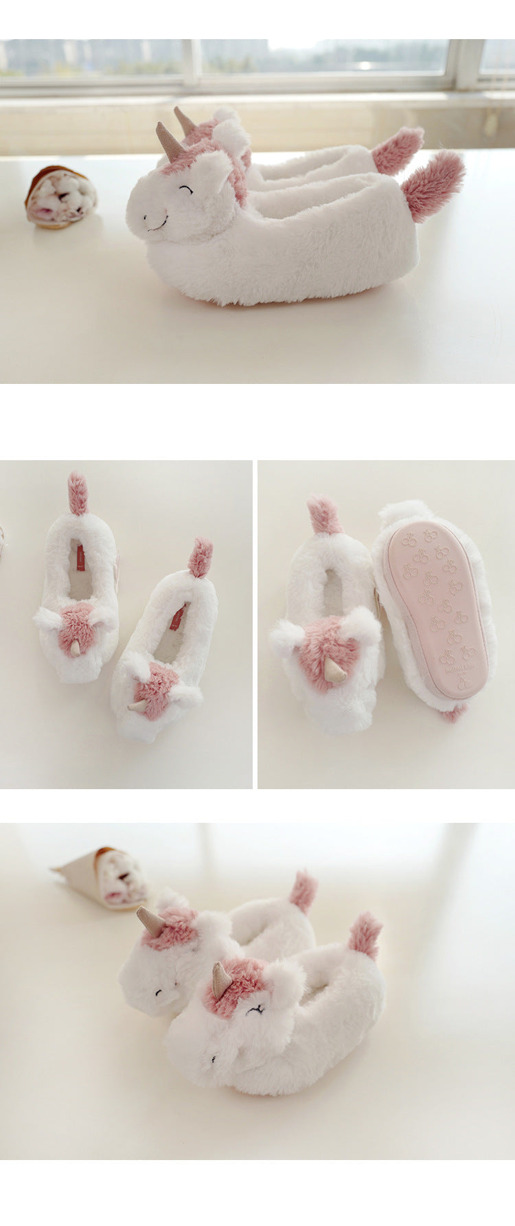halluci new plush three-dimensional unicorn winter parent-child bag with cotton shoes indoor home non-slip cotton shoes