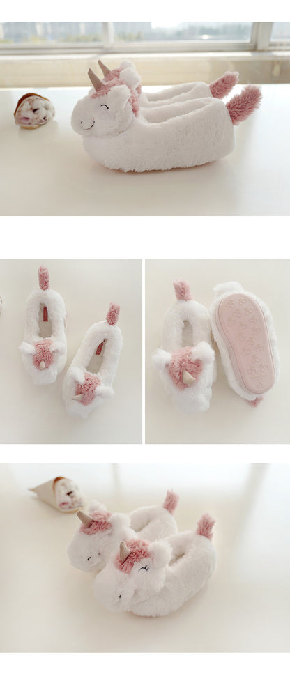 halluci new plush three-dimensional unicorn winter parent-child bag with cotton shoes indoor home non-slip cotton shoes