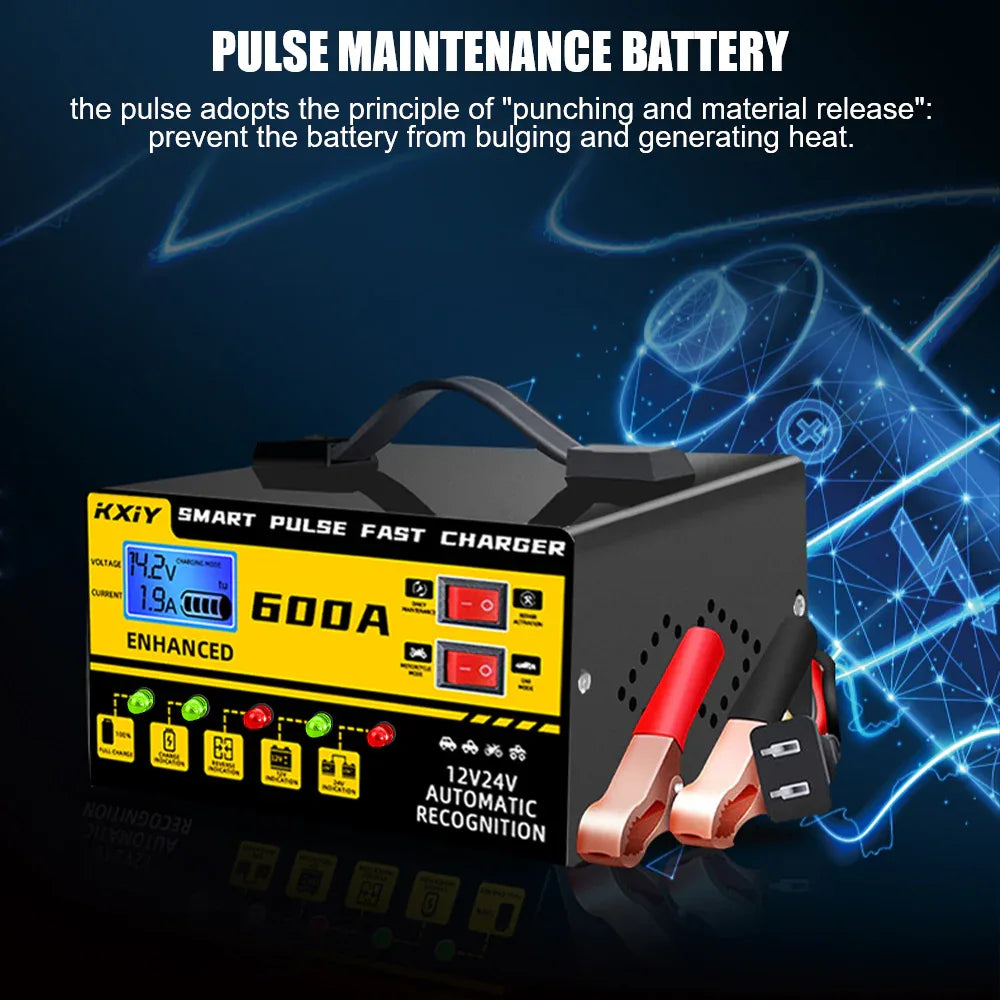 130W Automotive Battery Chargers Digital Intelligent Pulse Repair + Switch LED Indicator Storage Cell Car Chargers 12V 5A,24V 3A