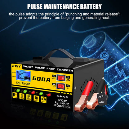 130W Automotive Battery Chargers Digital Intelligent Pulse Repair + Switch LED Indicator Storage Cell Car Chargers 12V 5A,24V 3A