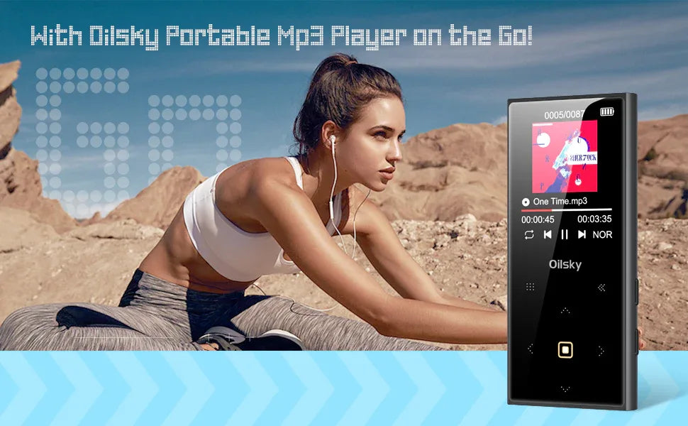 Oilsky 64GB MP3 Player Portable Digital Lossless Music Player with Bluetooth 5.0 FM Radio Built-in Speaker Touch Button Voice