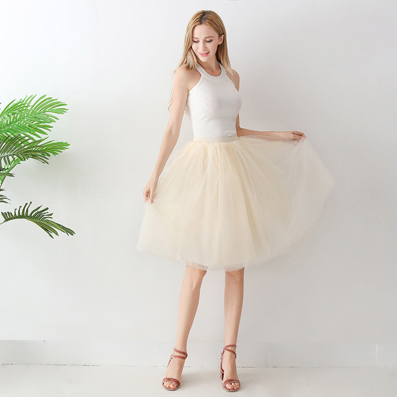 Europe and the United States high waist mesh skirt Tutu skirt strength manufacturers 7 65cm elastic waist cross-border Net red skirt adult