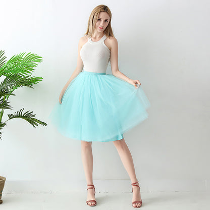 Europe and the United States high waist mesh skirt Tutu skirt strength manufacturers 7 65cm elastic waist cross-border Net red skirt adult