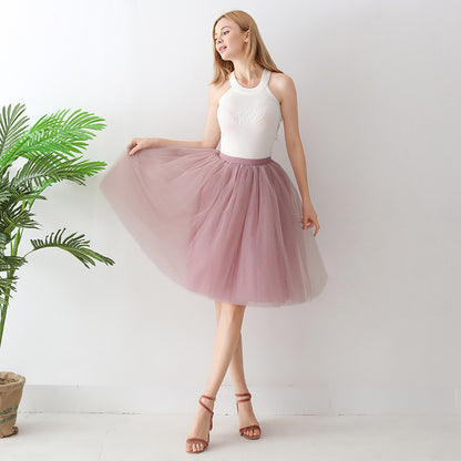 Europe and the United States high waist mesh skirt Tutu skirt strength manufacturers 7 65cm elastic waist cross-border Net red skirt adult