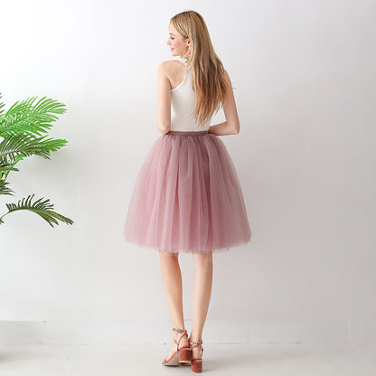 Europe and the United States high waist mesh skirt Tutu skirt strength manufacturers 7 65cm elastic waist cross-border Net red skirt adult
