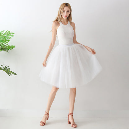 Europe and the United States high waist mesh skirt Tutu skirt strength manufacturers 7 65cm elastic waist cross-border Net red skirt adult