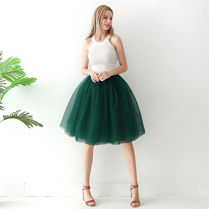 Europe and the United States high waist mesh skirt Tutu skirt strength manufacturers 7 65cm elastic waist cross-border Net red skirt adult