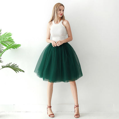 Europe and the United States high waist mesh skirt Tutu skirt strength manufacturers 7 65cm elastic waist cross-border Net red skirt adult
