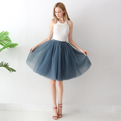 Europe and the United States high waist mesh skirt Tutu skirt strength manufacturers 7 65cm elastic waist cross-border Net red skirt adult