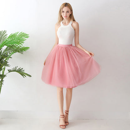 Europe and the United States high waist mesh skirt Tutu skirt strength manufacturers 7 65cm elastic waist cross-border Net red skirt adult