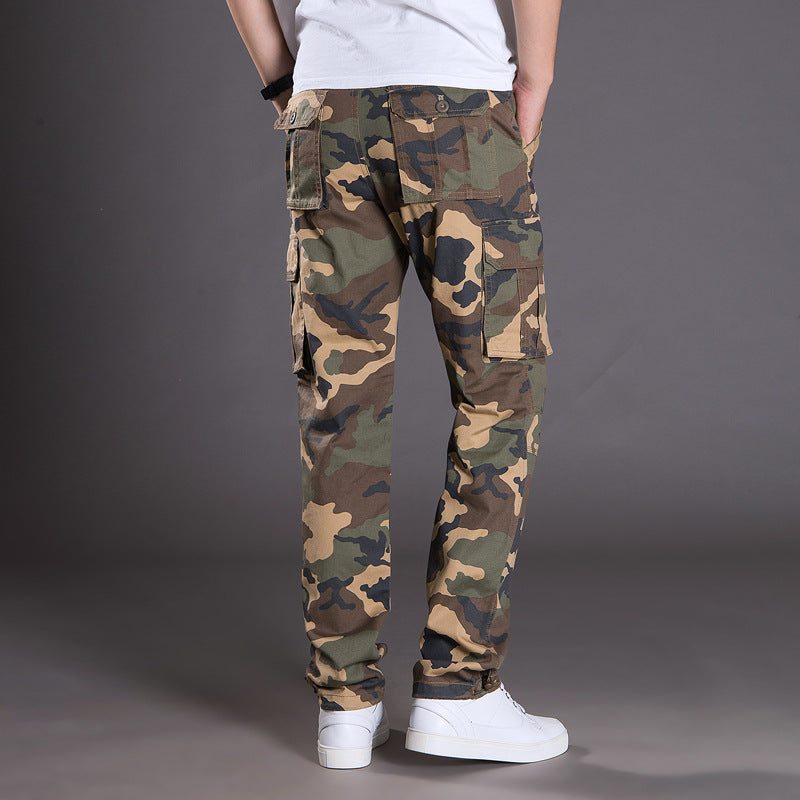 Autumn and Winter Thickened New Arrival Multi-Pocket Camouflage Crane Pants Men's Trendy Straight Loose Sports Casual Trousers Work Pants