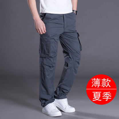 Autumn and Winter Thickened New Arrival Multi-Pocket Camouflage Crane Pants Men's Trendy Straight Loose Sports Casual Trousers Work Pants
